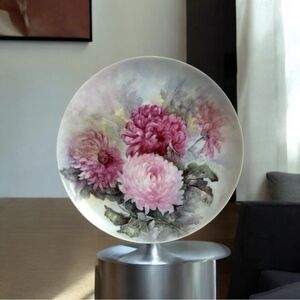 Vintage Paula Barila Floral Print Decorative Plate 7.5" Signed Ceramic Souvenir